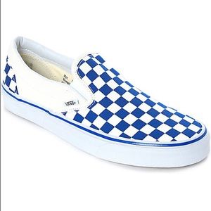 ROYAL BLUE CHECKERED VANS SZ 4.5